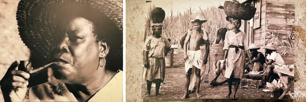 Photographies d'époque des travailleurs sur les plantations de canne à sucre. Témoignage de la pauvreté des hommes et femmes qui constituaient la force ouvrière des exploitations de canne à sucre.